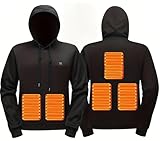 Unisex Heated Hoodie for Men Women Heated Sweatshirt Warm USB Electric Outdoor Winter Puffer Jacket with No Battery (Black 5 Zone,Small)
