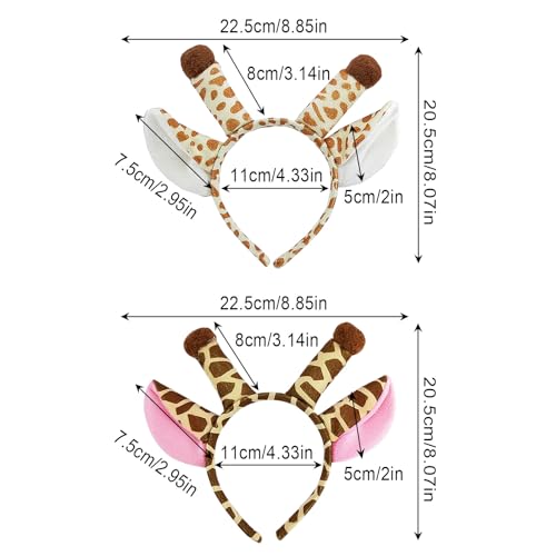 EUPSIIU 2 Pieces Giraffe Ears Headband for Adults Kids Boys Girls Animal Costume for Kids Fancy Dress Up Cosplay Halloween Theme Party Favor - Image 2