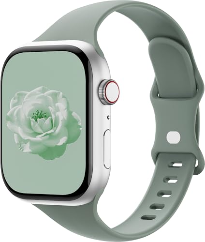 Image of Thin Silicone Band Compatible with Apple Watch 41mm 38mm 40mm 46mm 45mm 42mm 44mm, Slim Narrow Replacement Sport Strap Wristband for iWatch Series 11 10 9 8 7 6 5 4 SE Ultra 3 2 1 Women Men