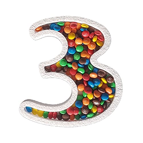 DecoPorex Numéro 3 pour bonbons de 20 cm de hauteur et 2 cm de profondeur en polystyrène