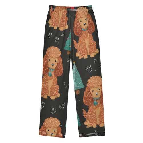 ZZXXB Poodle Xmas Trees Boys Long Pants Soft Trousers Elastic Waist Kids Lounge Bottoms with Pockets S-XL2