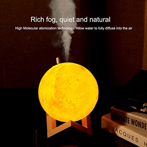 Desk Humidifier 1600ml USB Power Warm Light Moon Style Timing Function Lunar Humidifier for Bedroom Office Cafe Lunar Humidifier