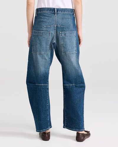 Kedera Women's Barrel Jeans Pants Straight Wide Leg Y2K Denim Pants Baggy Boyfriend Jeans Dark Blue4