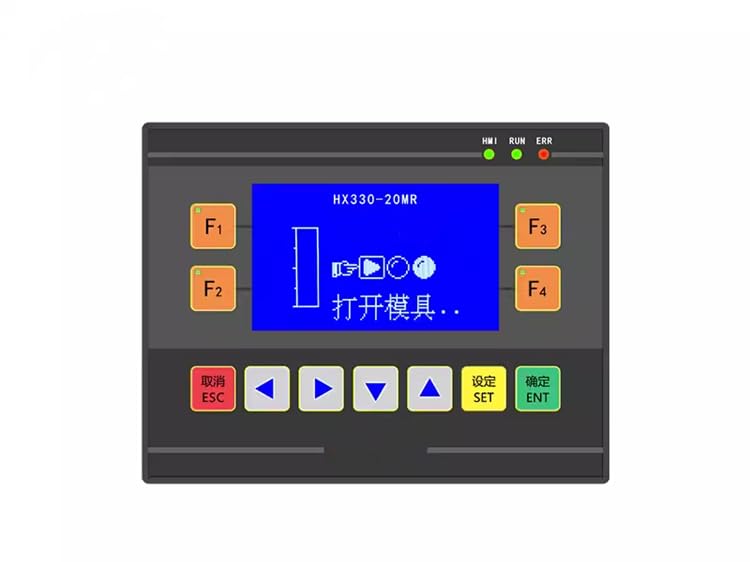 HX330-20MR Text+PLC All-in-One 12 in/8MR 6MT Out 2Temp 2AD/DA HX-330-B