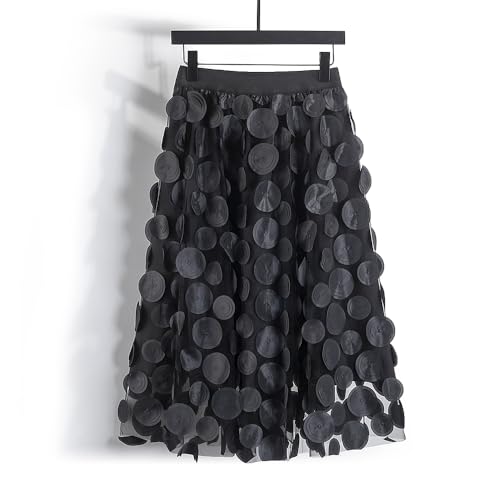 Summer Punk Style 3D Polka Dot Elastic Waist Tulle A Line Women Skirt2