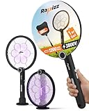 RAPIZZ Elektrische Fliegenklatsche Extra Stark - 3in1 Funktion & Gratis Mückenklatsche I Elektrischer Fliegenfänger Aufladbar Fliegenfalle elektrisch I Mückenschläger Electric fly swatter Mosquito Bat