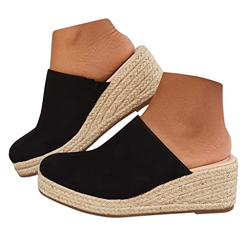 Asmoxo Espadrilles Mule Wedges Platform Slip on Backless Sandals