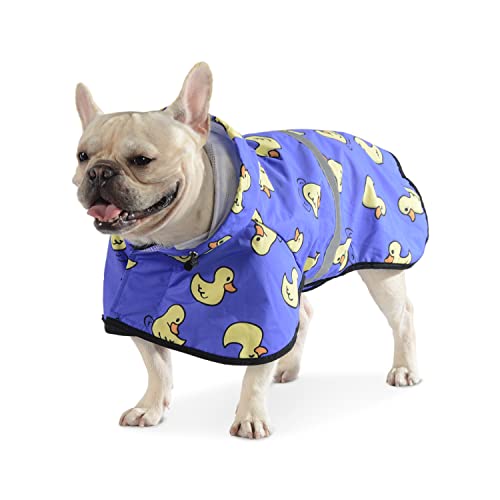 Dog Raincoat Waterproof with Adjustable Belly Strap and Leash Hole Hooded Slicker Lightweight Breathable Rain Poncho for Small Medium Large Dogs and Puppies - Easy to Wear Reflective Outdoor
