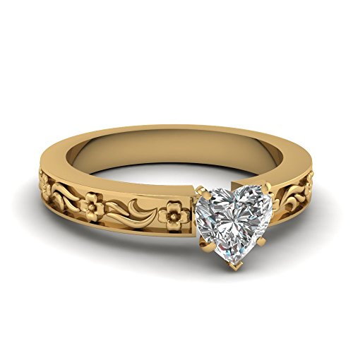 Bague fleur en plaqué or jaune pour briller lors de vos fiançailles romantiques