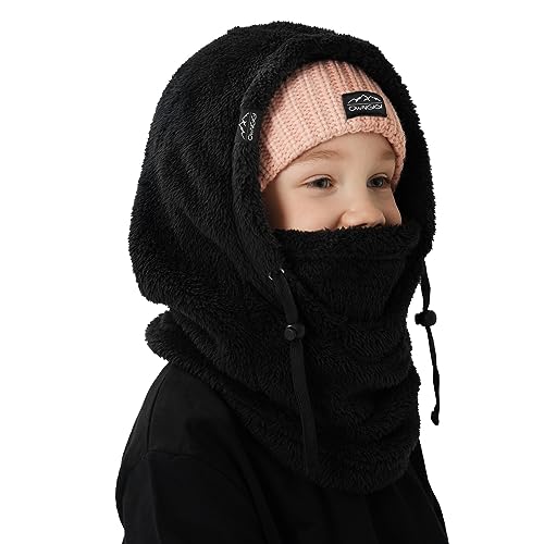 OWNGIGI Balaclava Ski Mask for Kids, Winter Windproof Face Mask for Cold Weather, Fleece Hooded Scarf Head Cover Neck Warmer4