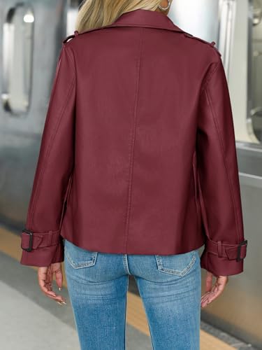 Yousify Womens Textured Faux Leather Jackets Oversized Button Down Motorcycle Clothes Casual Fall Trendy Coat Outerwear4