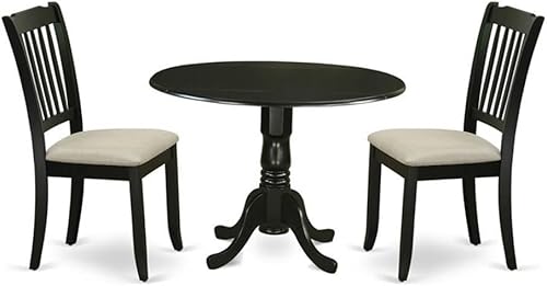 Miniatura 16 de East West Furniture DLDA5-WHI-C - Juego de comedor de 5 piezas que incluye una mesa de comedor redonda con gotas y 4 sillas tapizadas de tela