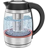 CHEFMAN Electric Kettle with Digital Temperature Control, 1.8L 1500W with Tea Infuser, Hot Water in 3 Minutes, Auto Shut Off, Keep Warm, Borosilicate Glass Electric Tea Kettle – Stainless Steel