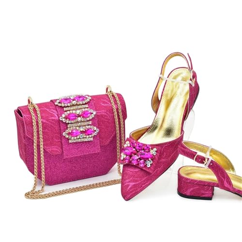 Womens Gold Italian Rhinestone Party Set Luxury Wedding Shoes and Matching Evening Bag Bridal High Heels
