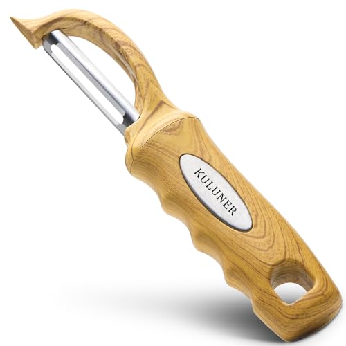 Kitchen potato vegetable peeler with stainless steel rotating blade, suitable for fruits and vegetables (Beech grain)