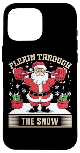 Flexin Through The Snow フェスティブ サンタ リフティング スマホケース iPhone 16 Pro Max 用