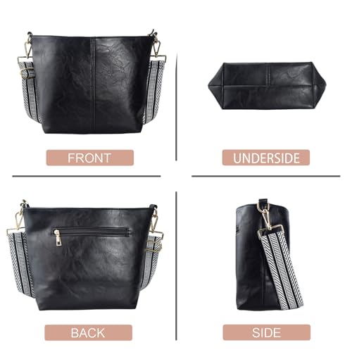 Image of Hobo Bags Vegan Leather Crossbody Bag Guitar Strap Shoulder Purses with Zipper Handbags for Women