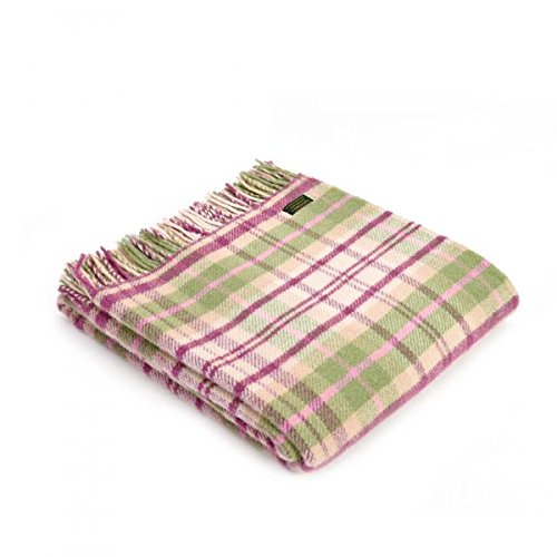 TweedmillTextiles 100% Pure New Wool Cottage Check Throw, Pink, 150x180cm