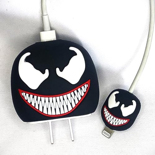Image of Cable Protector with Protective Case for iPhone Charger18W & 20W Charger Cover|Full 3DProtection|Protection Sleeve Cord Saver for Cable & Adapter|360Protection Set of-1 (Venom)