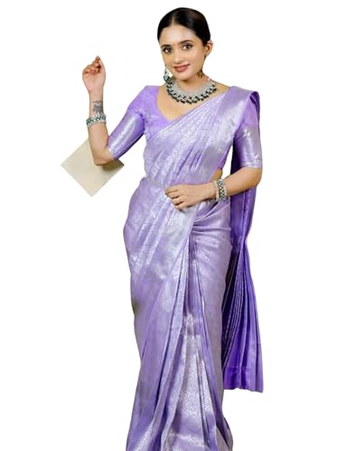 Image of SIRIL Women's Banarasi Soft Silk Saree Pure Silk with Unstitched Blouse Piece