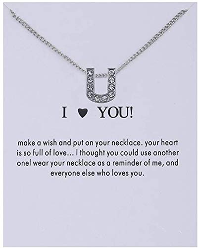 Preisvergleich Produktbild CKAWM Halskette Frauen Name Persönlichkeit Alphabet Anfangsbuchstaben Nachrichtenkarte Halskette Anhänger Frauen Halsketten Ich Liebe Dich Schmuck Geschenke
