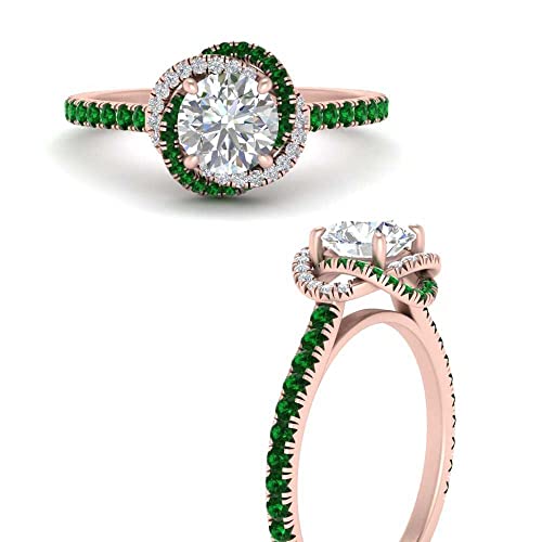 Image of 55Carat Choose Your Gemstone Flower Diamond CZ Ring rose gold plated Round Shape Halo Engagement Rings Ornaments Surprise for Wife Symbol of Love Clarity Comfortable US Size 4 to 12