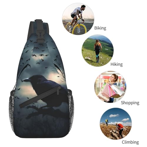 Mochila tipo bandolera Night crow negra para senderismo miniatura 5