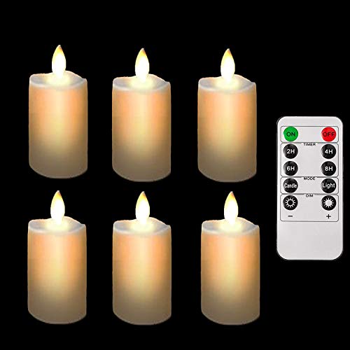 Remote Battery Operated Led Tea Lights Flameless Fake Tealight Candles Flickering Candle Light with Timers for Wedding Decorations Outdoor Decor?6 Pack?