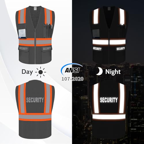 Uno Mejor Security Vest for Security Guard, Safety Vest with Pockets, High Visibility Work Vest with Reflective Strips, Mesh Design, ANSI Compliant, Grey, L by Uno Mejor - Image 2
