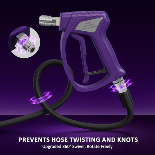 Image of Swivel Gun Pro - High Pressure Trigger with 3 /8 inch Male Plug, 1 /4 inch Stainless Steel Automatic Quick Connect Coupler, 25 Nozzle Guard - Power Washer Gun with M22 Fittings
