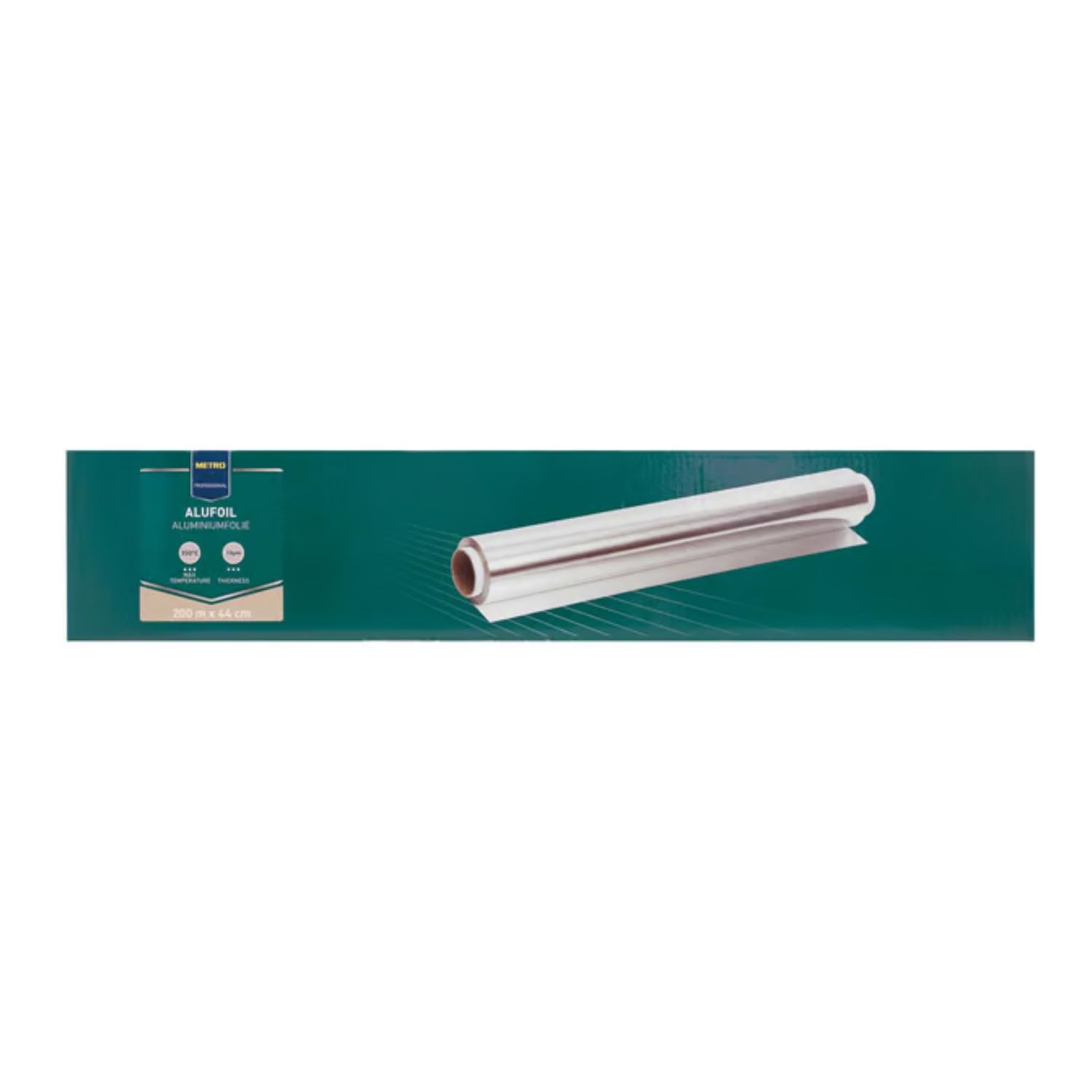 METRO PROFESSIONAL Papier Aluminium 200 m x 44 cm – Film Résistant pour Cuisson, Congélation et Conservation des Aliments