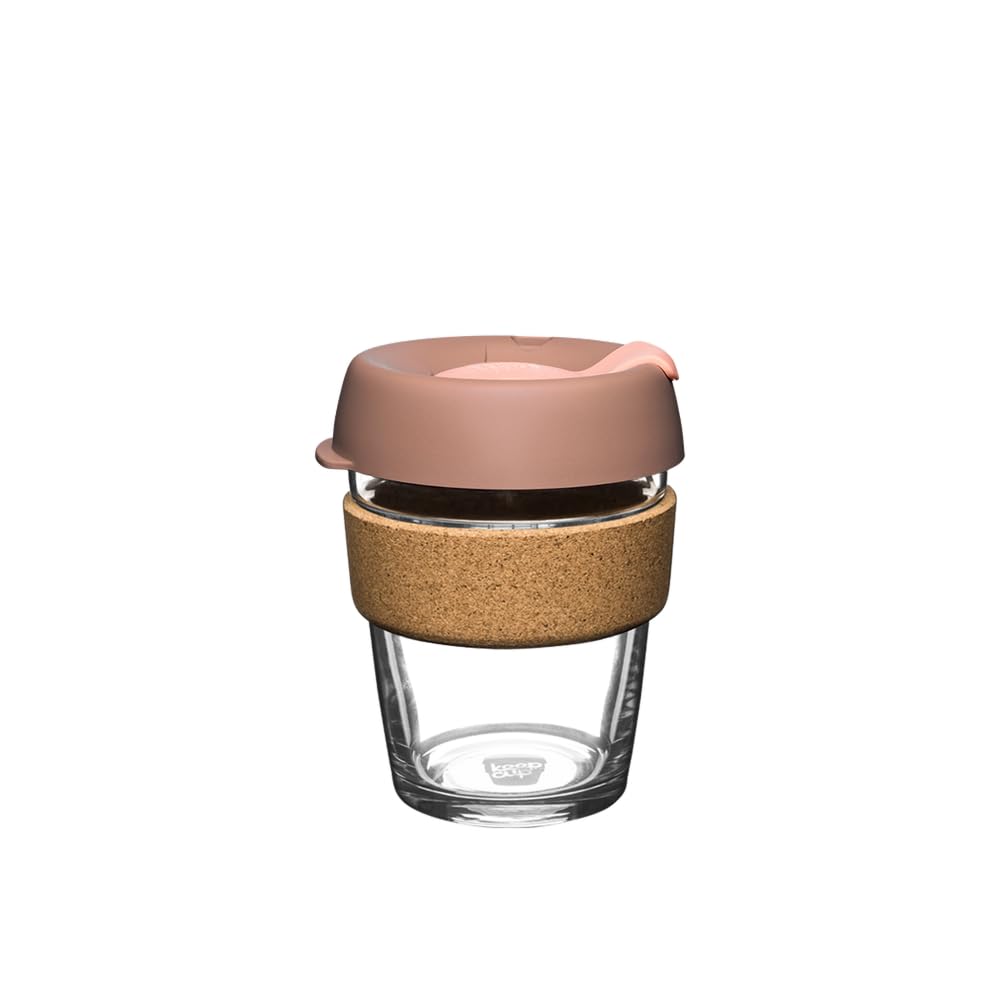 KeepCup Brew Cork Reusable Coffee Cup Tempered Glass Natural Cork 12oz New