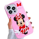 Compatible with iPhone 15 Pro Max Case, Cute Funny Cartoon Minnie Silicone Cover Case for Kids Girls and Womens