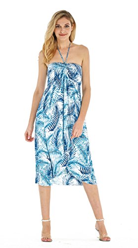 Women's Hawaiian Luau Halter Floral Print Halter Dress M Simply Blue Palms