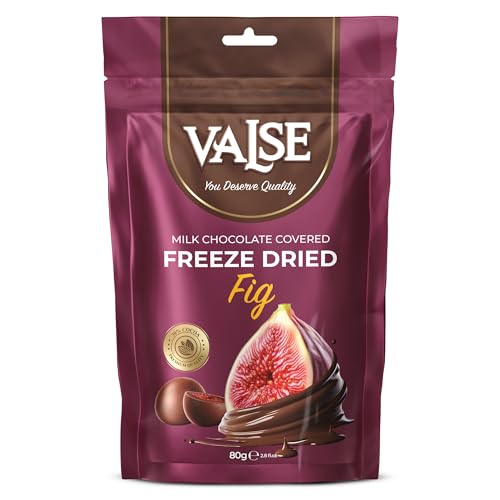 Chocolate Covered Fig, Milk Chocolate Covered Freeze Dried Fig, 2.8 oz Chocolate Covered Fruit, Chocolate Dipped Fig (Mini, Fig)