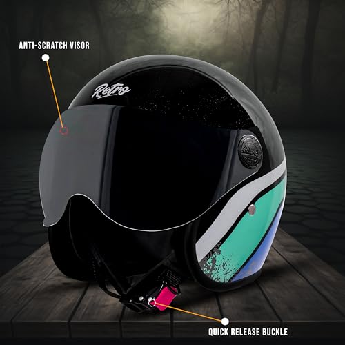 Image of Steelbird SBH-54 Retro Rustic ISI Certified Open Face Helmet for Women and Men Motorbike Helmet