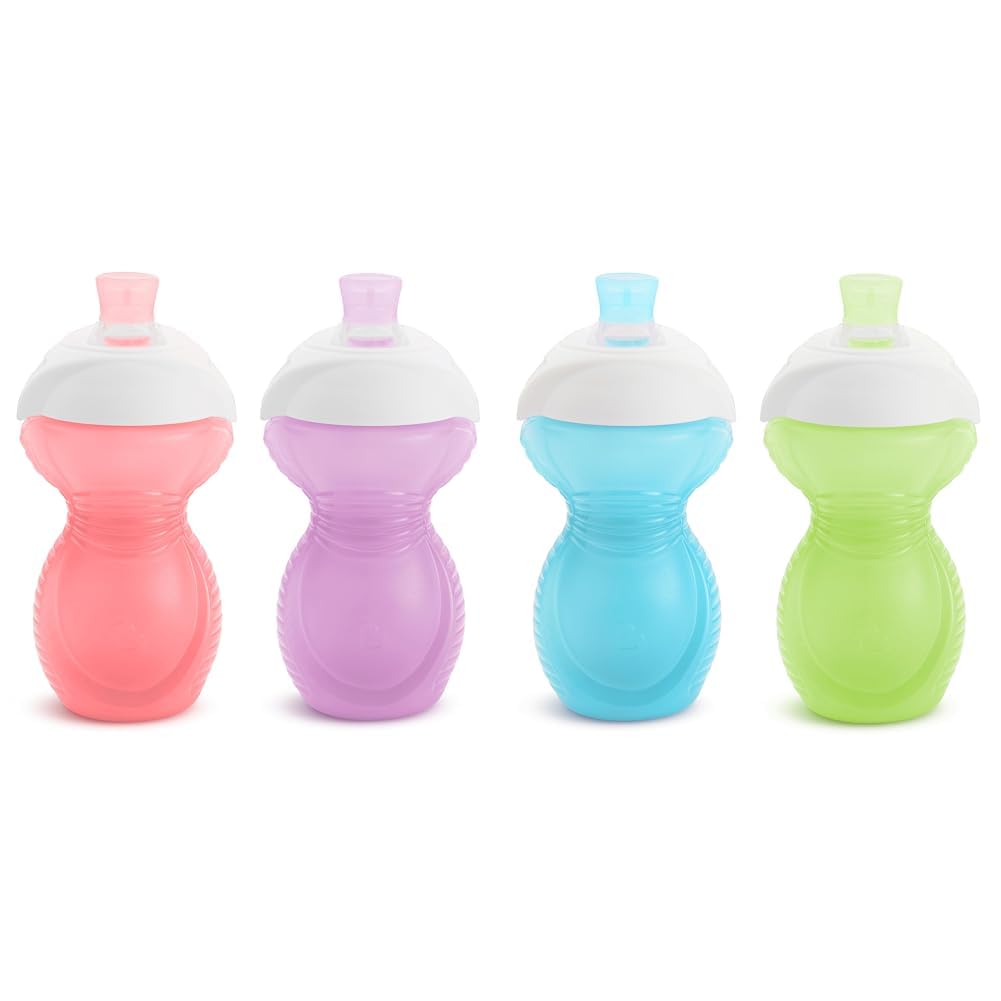 Munchkin Click Lock Bite Proof Sippy Cup 9 Ounce 2 Pack Pink/Purple and 2 Count Blue/Green