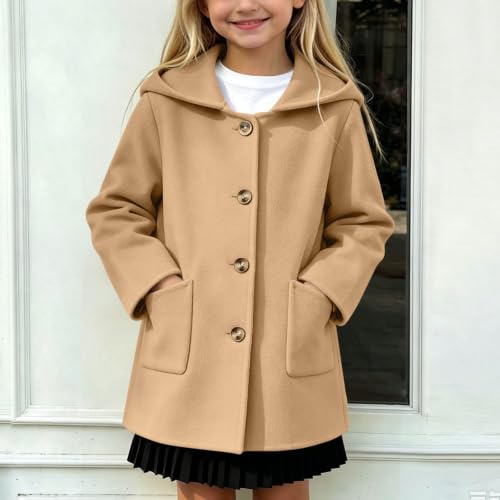 Piuwrlz Girls Hooded Button Front Pea Coat Long Winter Outerwear - image 2