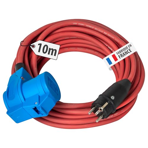 Prolongateur electrique 10m double prise resistant aux intemperies exterieures