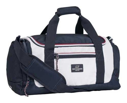 Sac de sport BECKMANN Sport Duffelbag Navy White avec bandoulière et tissu résistant