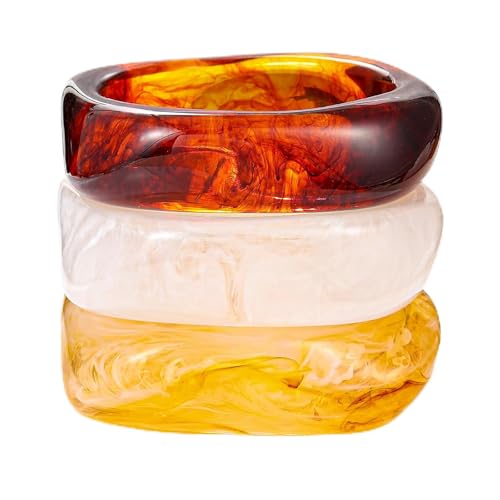 Acrylic Chunky Bangle Bracelets for Women, Irregular Punk Acrylic Resin Bangle Geometric Cuff Wide Wristband Bracelet Fashions Thick Acetate Statement Jewelry Set