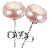 OATIPHO Pendientes de Perlas de Agua Dulce para Mujer, 9-10 MM, Cierre de Plata, 1 Par, Pendientes Femeninos para Adolescentes y Uso Diario, Joyería Ligera y Segura para Piel Sensible