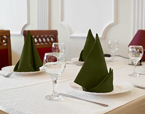 image for Utopia Kitchen Olive Cloth Napkins [12 Pack, 18x18 Inch] Absorbent Cot