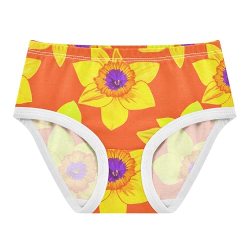 Toddler Girls Underwear 2t Cotton Girl Panties Cute Pattern Kids Undies Briefs Vibrant Yellow Daffodils Floral Orange