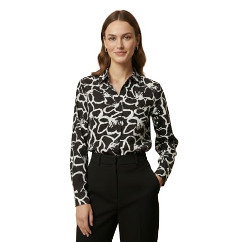 sajjan Women's Linen Abstract Scribble Floral Print Button-Down Shirt | Casual & Formal Wear-picture-26