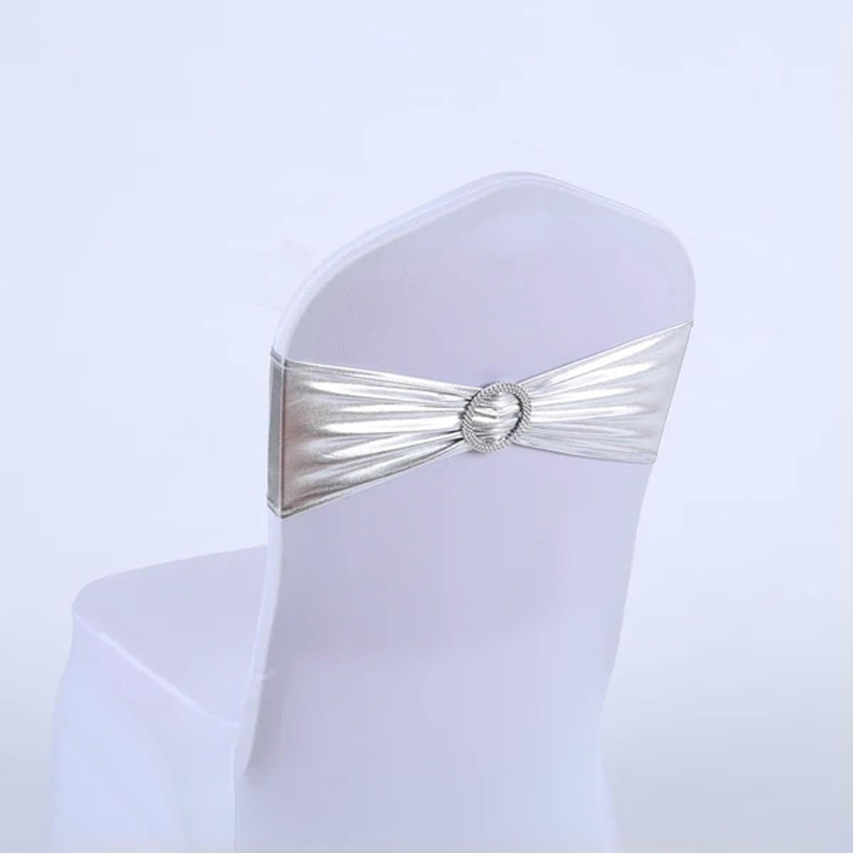 Chair sash,10pcs/lot Chair Sashes Decoration Spandex Cover Band for Party Decor(Silver)