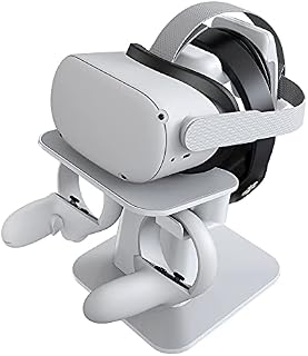 [Upgraded Version] KIWI design VR Stand Accessories Compatible with Quest 2/Quest 1/Rift S/Valve Index/HP Reverb G2/PSVR 2/PICO 4 VR Headset and Touch Controllers(White)