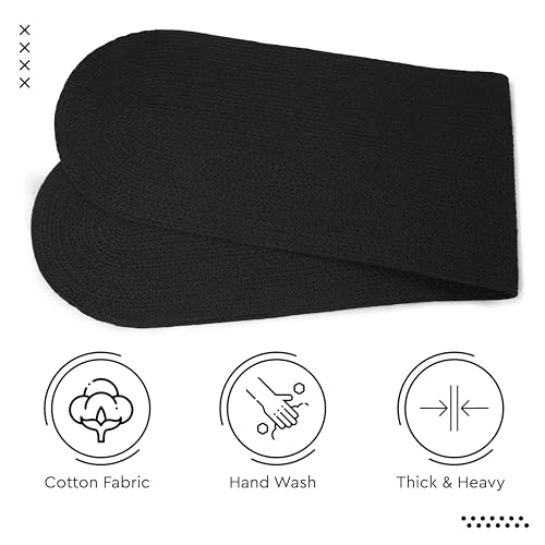 Image of Encasa XO Table Runner for 4 Seater | Handmade Ribbed Style Cotton | 30x137 cm | Black | for Dining & Center Table