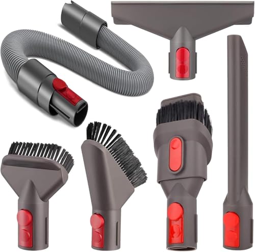 Set di 6 Aspirapolvere Accessori per Dyson Gen5 V7 V8 V10 V11 V12 V15 SV10 SV11, Ricambi Spazzola per Dyson, Inclusi 3 Testine, 2 Ugelli e 1 Tubo Flessibile di Prolunga