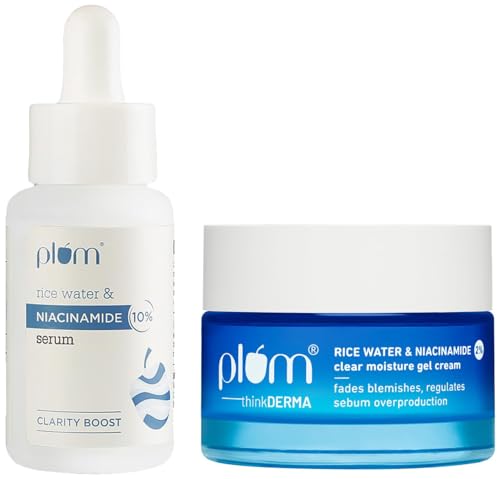 Image of Plum Niacinamide Brightening & Hydration Combo | 2% Niacinamide Gel Cream Moisturizer 50g + 10% Niacinamide Serum 30ml | Oil-Free Hydration, Brightens Skin & Fades Blemishes